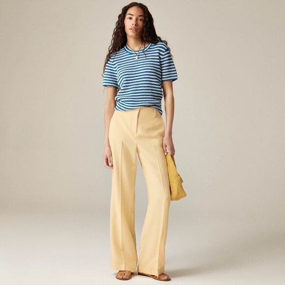 NWT J CREW Petite cuffed wide-leg trouser in luster canvas in Sweet Meringue - Picture 2 of 8